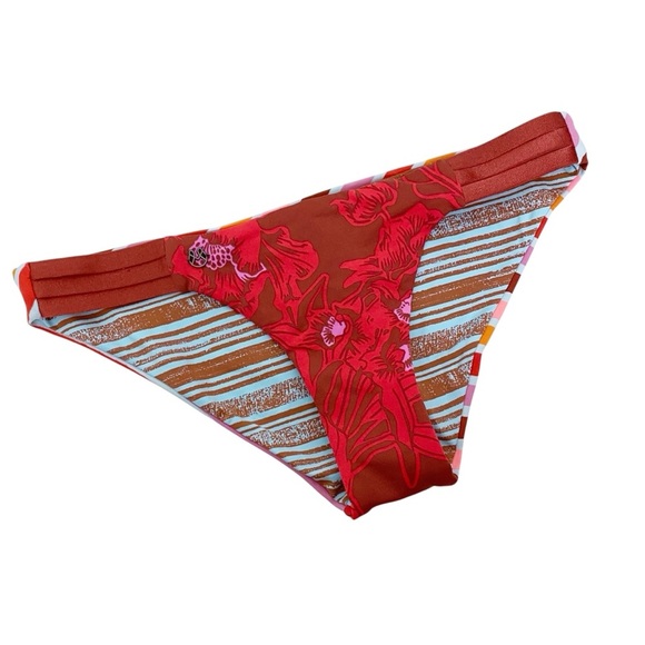 Maaji Multicolored Bikini Bottom Striped Rainbow Reversible - Picture 1 of 6